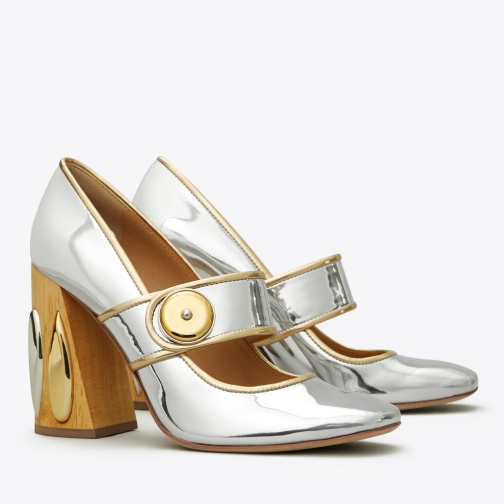 Tory Burch Madison Mary Jane Pumps women’s size 6.5 Silver and Gold